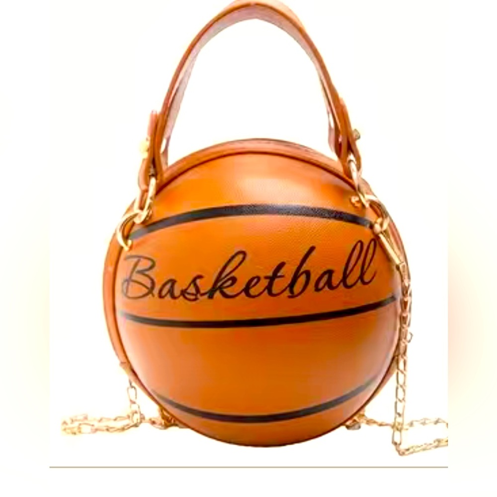 BASKETBALL SHAPE CROSSBODY MINI BAG, METAL CHAIN, LETTERS PRINTED - Picture 5 of 6